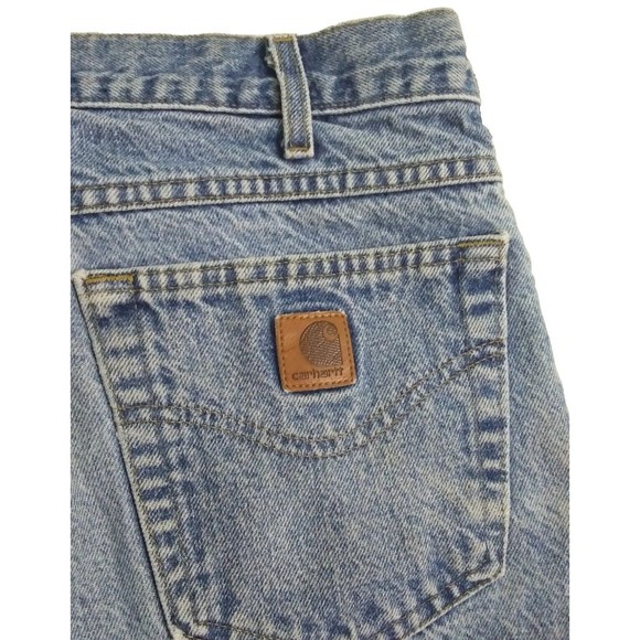 Vintage Carhartt Mens 33x30 Flannel Lined Blue Jeans Pants Distressed B21DST USA - Picture 10 of 12